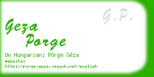 geza porge business card